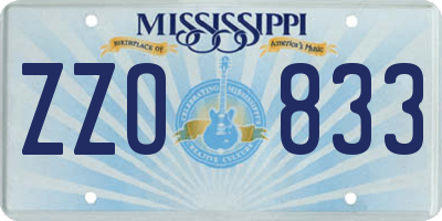 MS license plate ZZO833