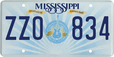 MS license plate ZZO834