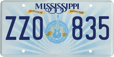 MS license plate ZZO835