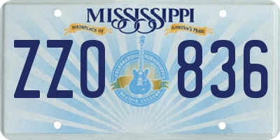 MS license plate ZZO836