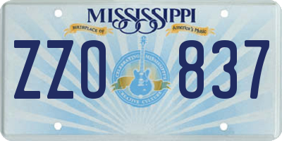 MS license plate ZZO837