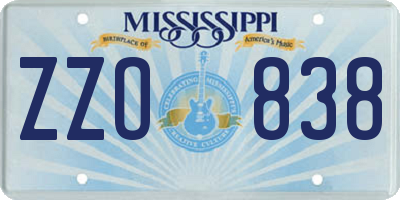 MS license plate ZZO838