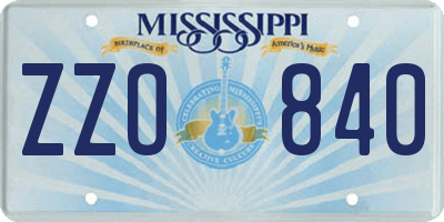 MS license plate ZZO840