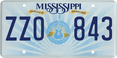 MS license plate ZZO843