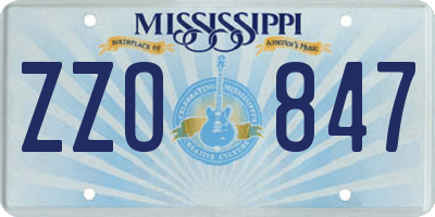 MS license plate ZZO847