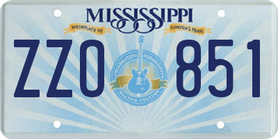 MS license plate ZZO851