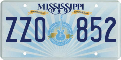 MS license plate ZZO852