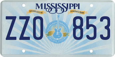 MS license plate ZZO853