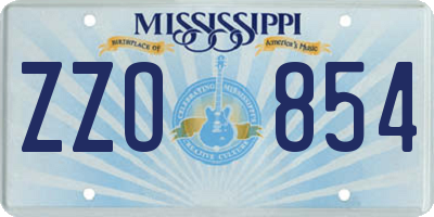 MS license plate ZZO854