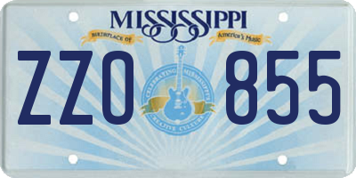 MS license plate ZZO855