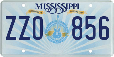 MS license plate ZZO856