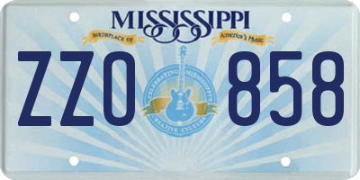 MS license plate ZZO858