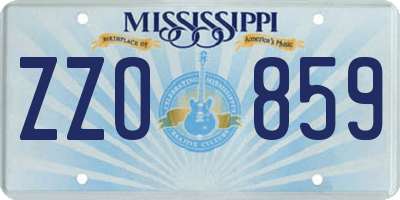 MS license plate ZZO859