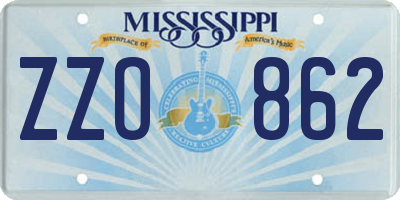 MS license plate ZZO862