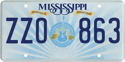 MS license plate ZZO863