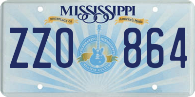 MS license plate ZZO864