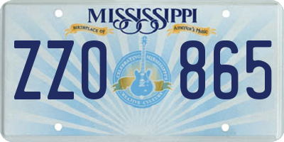 MS license plate ZZO865