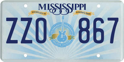 MS license plate ZZO867