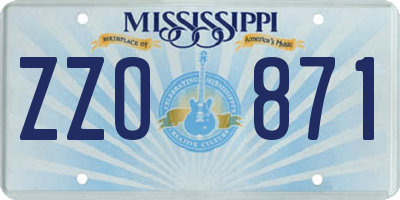 MS license plate ZZO871