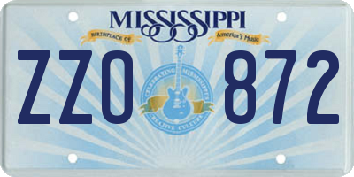 MS license plate ZZO872