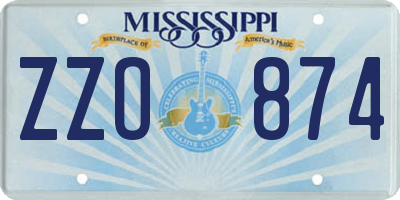 MS license plate ZZO874