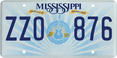 MS license plate ZZO876