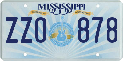 MS license plate ZZO878