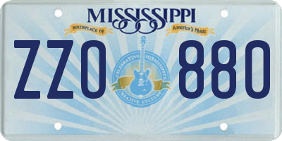 MS license plate ZZO880