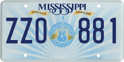 MS license plate ZZO881