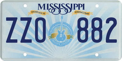 MS license plate ZZO882