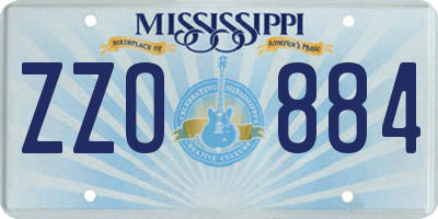 MS license plate ZZO884