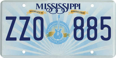 MS license plate ZZO885