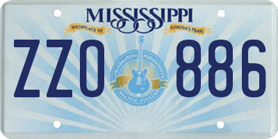 MS license plate ZZO886