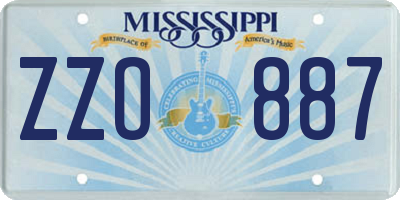 MS license plate ZZO887