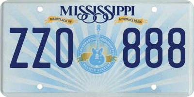 MS license plate ZZO888