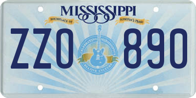 MS license plate ZZO890