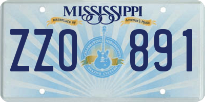 MS license plate ZZO891