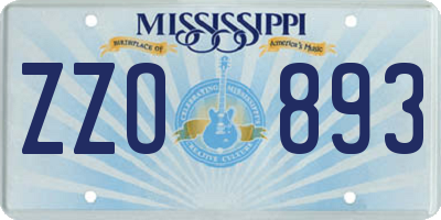 MS license plate ZZO893