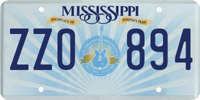 MS license plate ZZO894