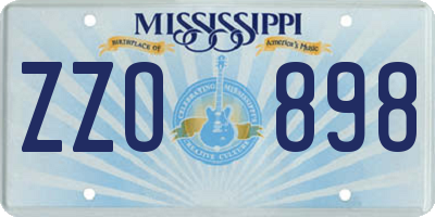 MS license plate ZZO898