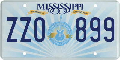 MS license plate ZZO899