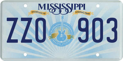 MS license plate ZZO903