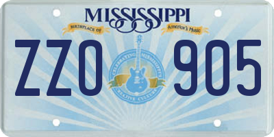 MS license plate ZZO905