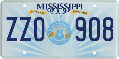 MS license plate ZZO908