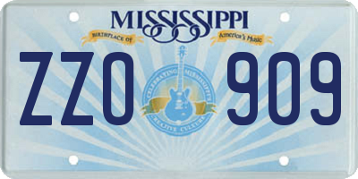 MS license plate ZZO909