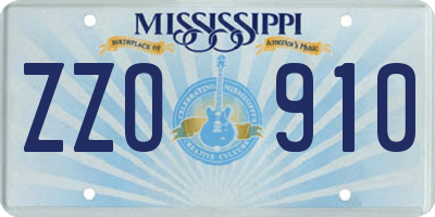 MS license plate ZZO910