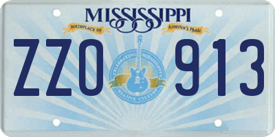 MS license plate ZZO913