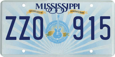 MS license plate ZZO915