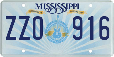 MS license plate ZZO916