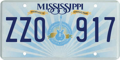 MS license plate ZZO917